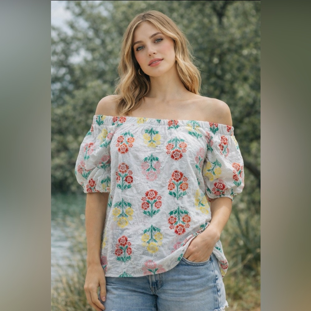 Draper James Multicolor Floral Blouse